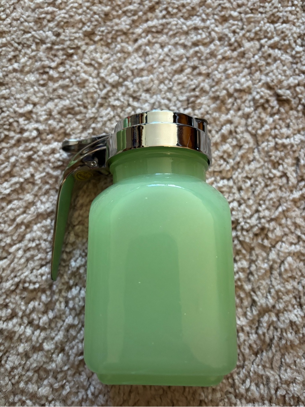 Jadeite Glass Syrup Dispenser (5oz) — Likely Reproduction